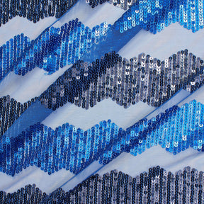 Zig Zag Stripe Sequins On Mesh Fabric SV576573 Royal Blue 1