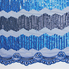Zig Zag Stripe Sequins On Mesh Fabric SV576573 Royal Blue 3