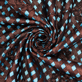 Black Trellis Rosette Ribbon On Pink Taffeta Fabric SV581071 Turquoise 2