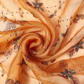 Saffron Orchid Beaded Embroidery On Organza SV574788 2