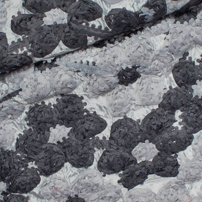 Grey Charcoal Stringed Ruffle Rosette Fabric SV575723 1