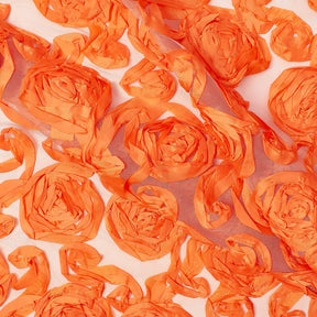 Taffeta Ribbon Rosette On Mesh Fabric SV581183 Orange 1