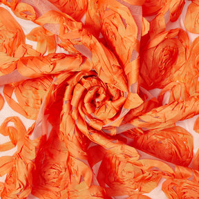 Taffeta Ribbon Rosette On Mesh Fabric SV581183 Orange 2