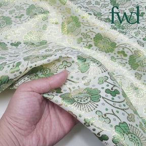 Lucky Clover Floral Metallic Satin Jacquard Fabric Video|SV581242