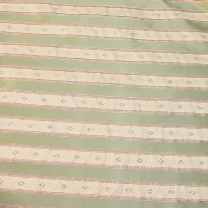 Striped Embroidered Cross Silk Satin Taffeta (54 Inch) Fabric Video|SV581553