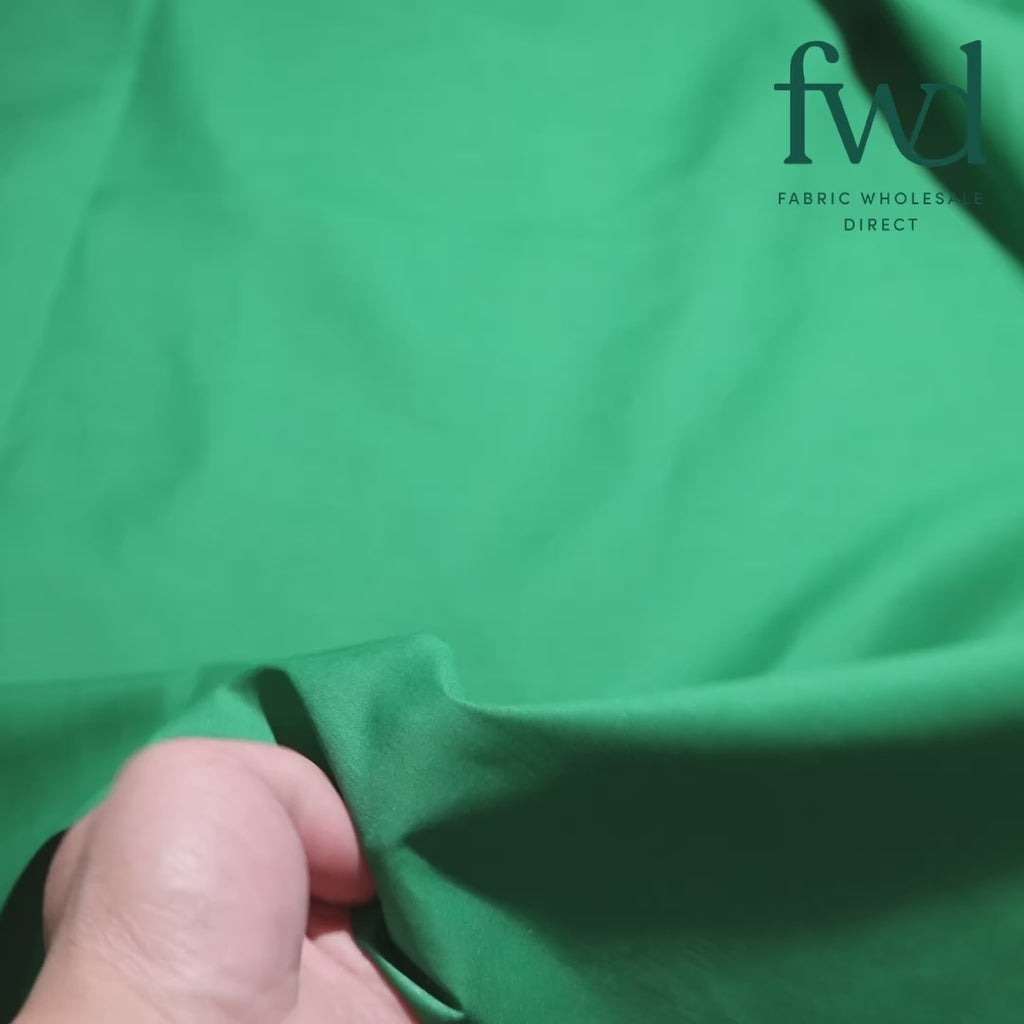 Cotton Polyester Broadcloth (44/45 Inch) Kelly Green Fabric Video|SV571584