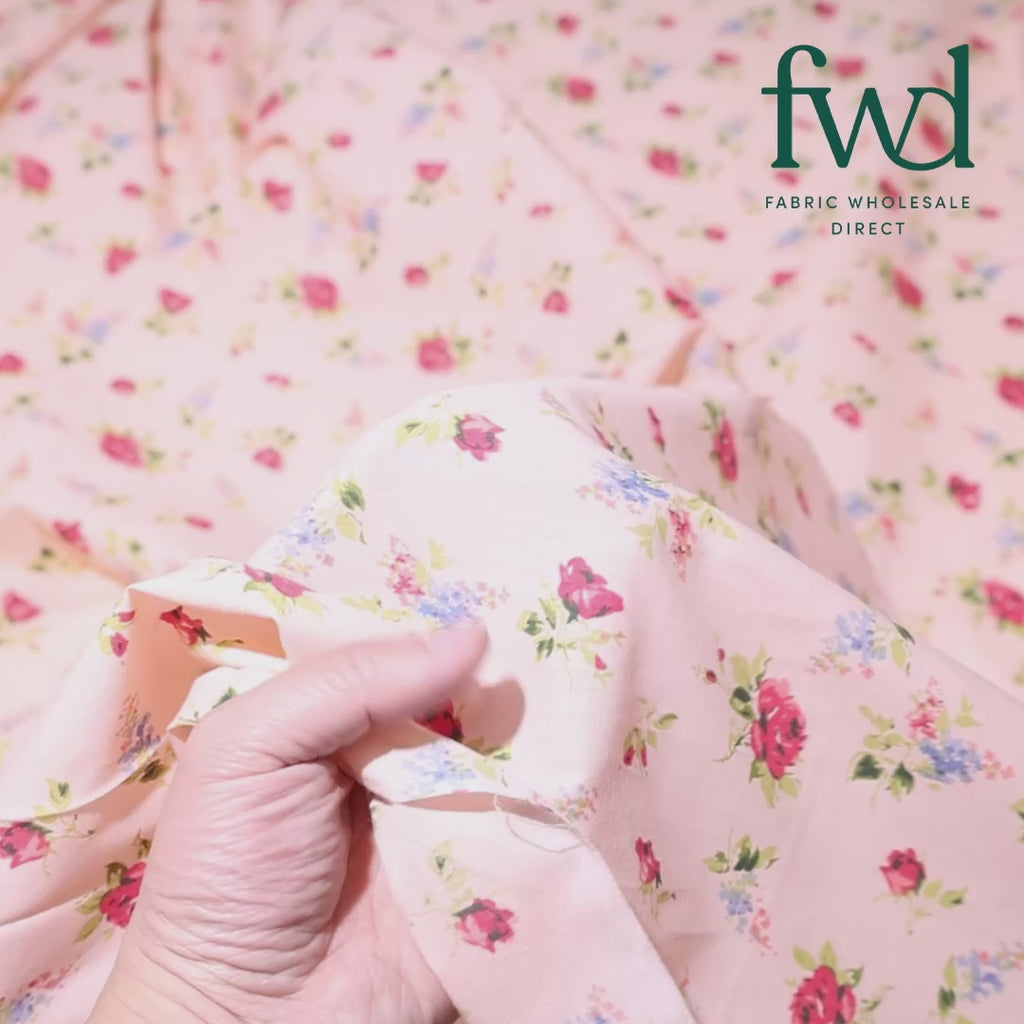 Delilah Pink Print Broadcloth Fabric Video|SV570048