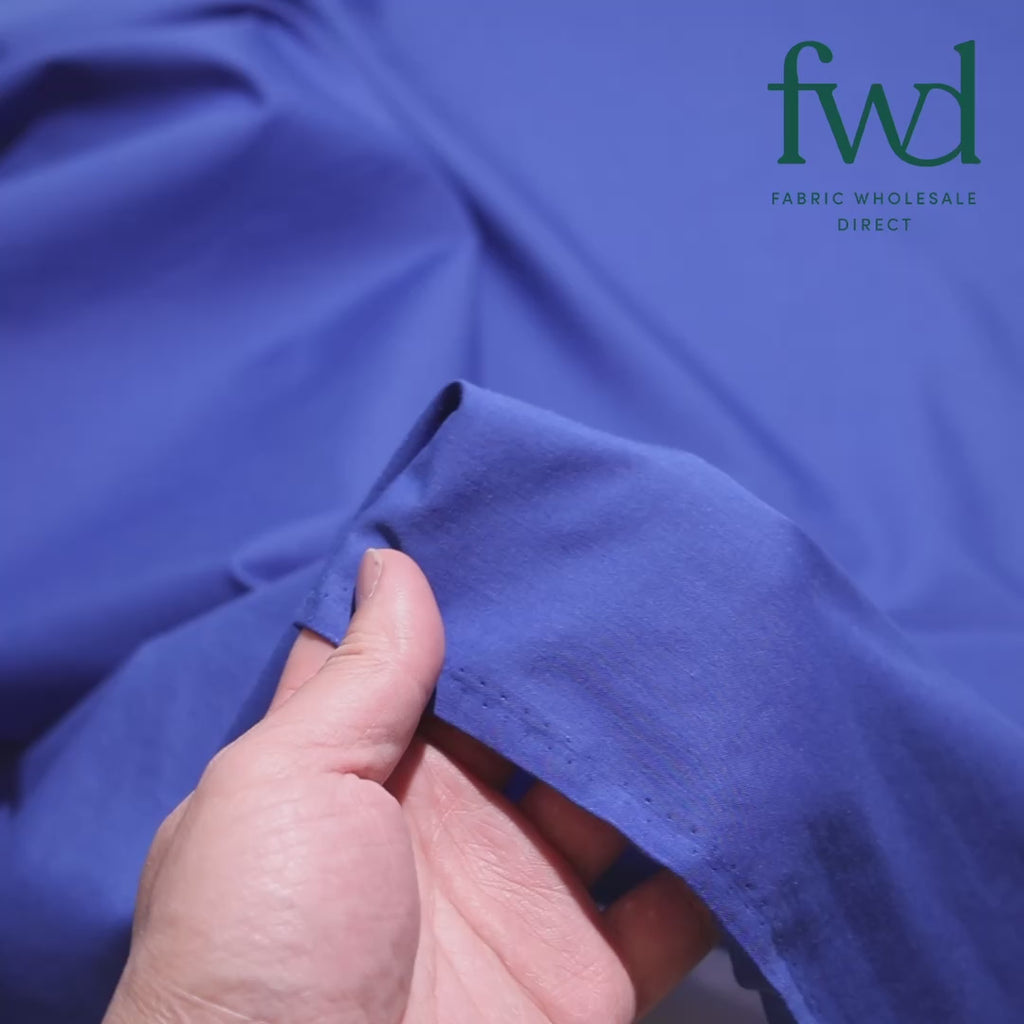 Cotton Polyester Broadcloth (58/60 Inch) Royal Blue Fabric Video|SV571443