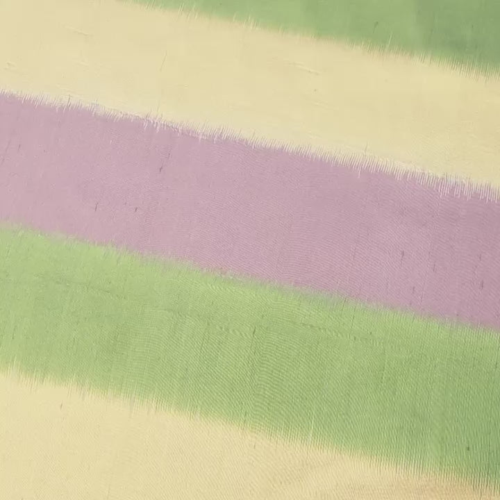 Multicolored Striped Silk Dupioni (54 Inch) Green / Gold / Mauve Fabric Video|SV581528