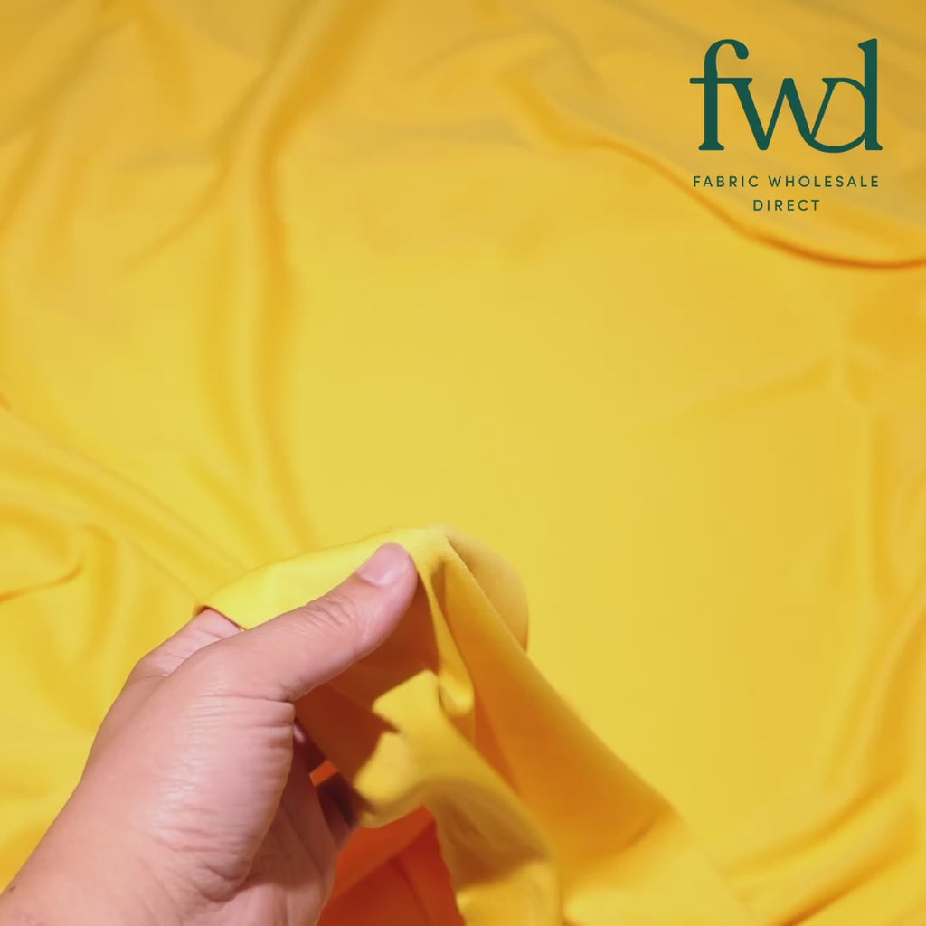 Polyester Interlock Knit Lining Sunflower Yellow Fabric Video|SV574592