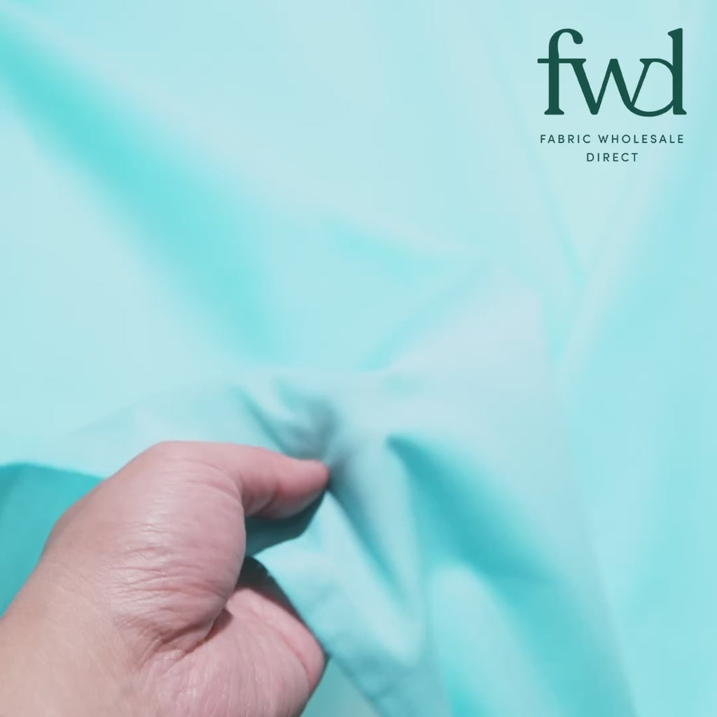 Cotton Polyester Broadcloth (44/45 Inch) Aqua Blue Fabric Video|SV571558