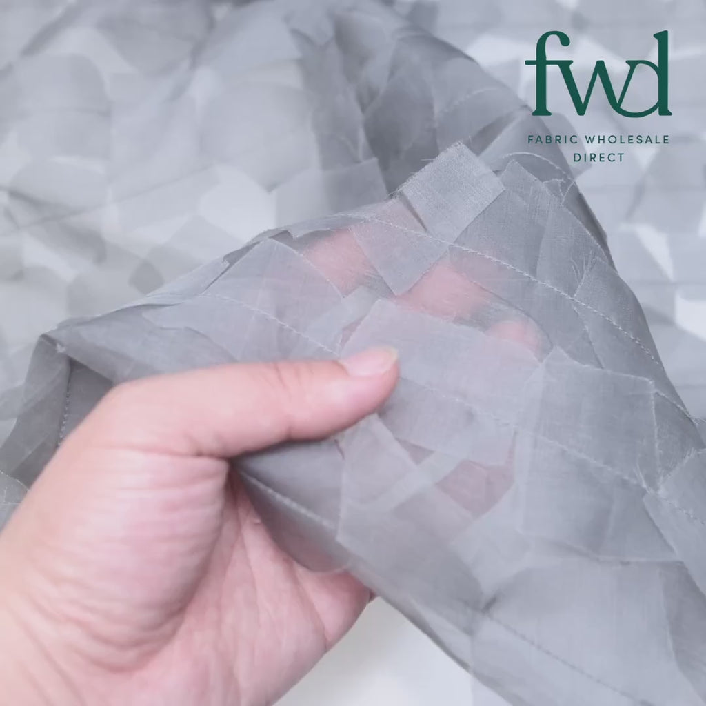 Geometric Ruffle Organza Fabric SV581232 Grey 4