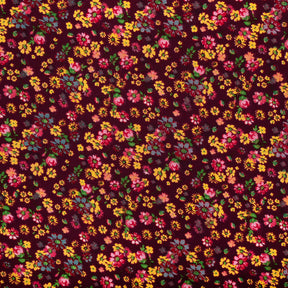 Coreopsis Crepe De Chine Print Fabric SV577816 Burgundy 1