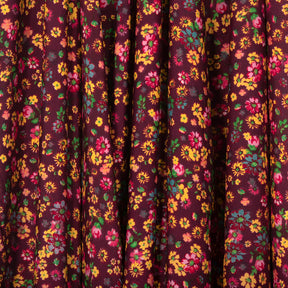 Coreopsis Crepe De Chine Print Fabric SV577816 Burgundy 2