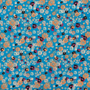 Coreopsis Crepe De Chine Print Fabric SV577817 Azure 1