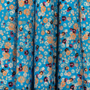 Coreopsis Crepe De Chine Print Fabric SV577817 Azure 2