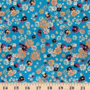 Coreopsis Crepe De Chine Print Fabric SV577817 Azure 3