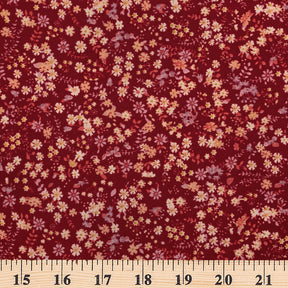 Pimpinella Crepe De Chine Print Fabric SV577827 Burgundy 3