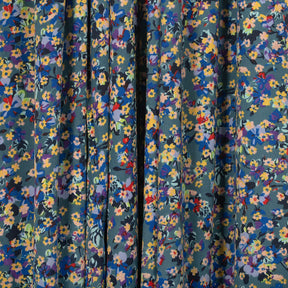 Orchid Crepe De Chine Print Fabric SV577832 Teal 2