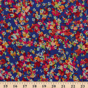 Orchid Crepe De Chine Print Fabric SV577833 Royal Blue 3