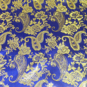 Paisley Flower Metallic Brocade Fabric SV570751 Royal Blue / Gold 2