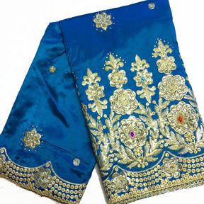 Noble African George Taffeta Studded Turquoise Fabric SV570130 1