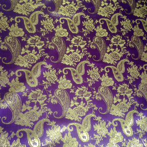 Paisley Flower Metallic Brocade Fabric SV570753 Purple / Gold 1