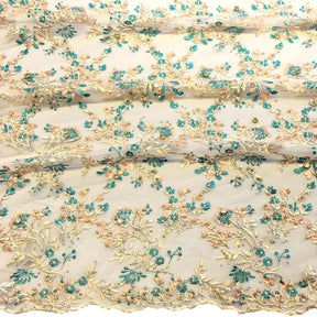 Champagne Ariya Beaded Embroidery Sequins On Mesh Fabric SV574569 1