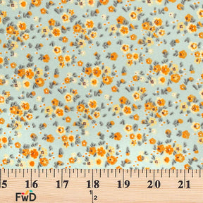 Gaillardia Crepe De Chine Print Fabric SV577782 Cyan 3