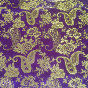 Paisley Flower Metallic Brocade Fabric SV570753 Purple / Gold 2