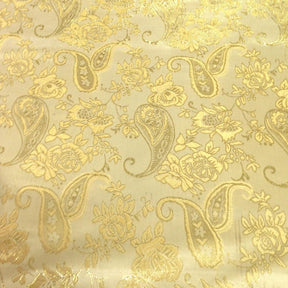 Paisley Flower Metallic Brocade Fabric SV570755 Ivory / Gold 2
