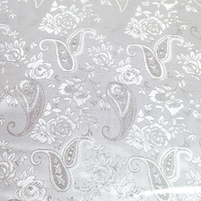 Paisley Flower Metallic Brocade Fabric SV570750 Silver / Silver 2