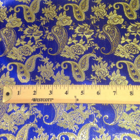 Paisley Flower Metallic Brocade Fabric SV570751 Royal Blue / Gold 3