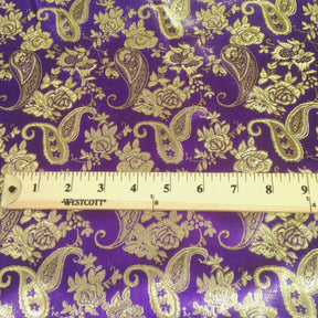 Paisley Flower Metallic Brocade Fabric SV570753 Purple / Gold 3