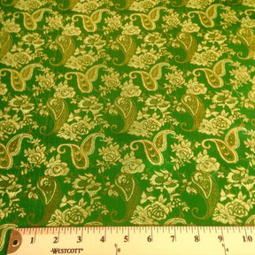 Paisley Flower Metallic Brocade Fabric SV570754 Kelly Green / Gold 3