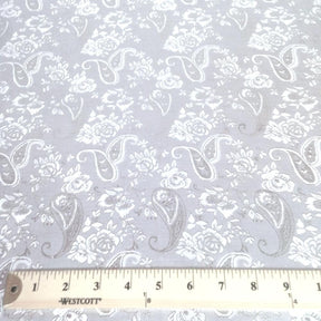 Paisley Flower Metallic Brocade Fabric SV570750 Silver / Silver 3