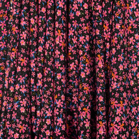 Melastoma Crepe De Chine Print Fabric SV577802 Black / Pink 2