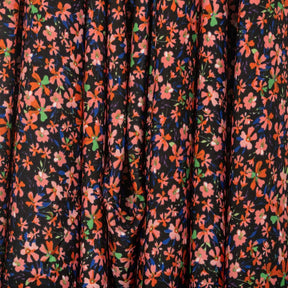 Melastoma Crepe De Chine Print Fabric SV577803 Black / Peach 2