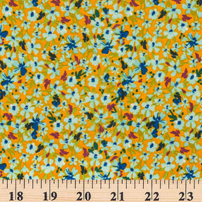 Melastoma Crepe De Chine Print Fabric SV577804 Yellow / Cyan 3