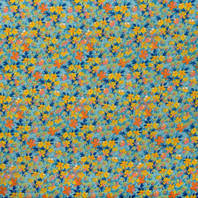 Impatiens Crepe De Chine Print Fabric SV577808 Cyan 1