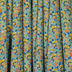 Impatiens Crepe De Chine Print Fabric SV577808 Cyan 2