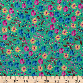 Carnation Crepe De Chine Print Fabric SV577813 Turquoise 3