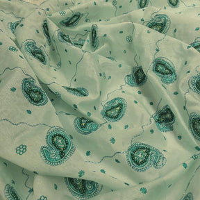 Green Paisley Beaded Embroidery On Organza SV574782 2