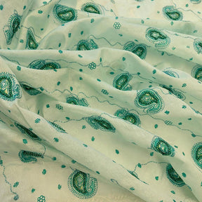 Green Paisley Beaded Embroidery On Organza SV574782 4