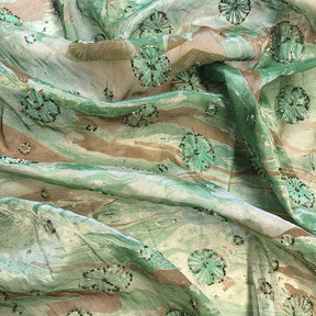 Green Lotus Beaded Embroidery On Organza SV574784 4