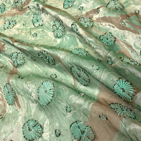 Green Lotus Beaded Embroidery On Organza SV574784 1