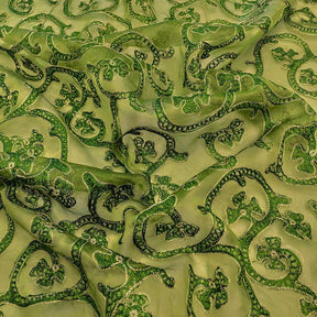 Dark Olive Vine Embroidery On Organza SV574777 2