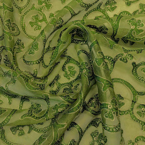 Dark Olive Vine Embroidery On Organza SV574777 3