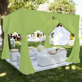Polyester Chiffon Rod Pocket Curtains Apple Green 3