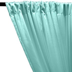 Stretch Charmeuse Satin Rod Pocket Curtains Aqua Blue 2